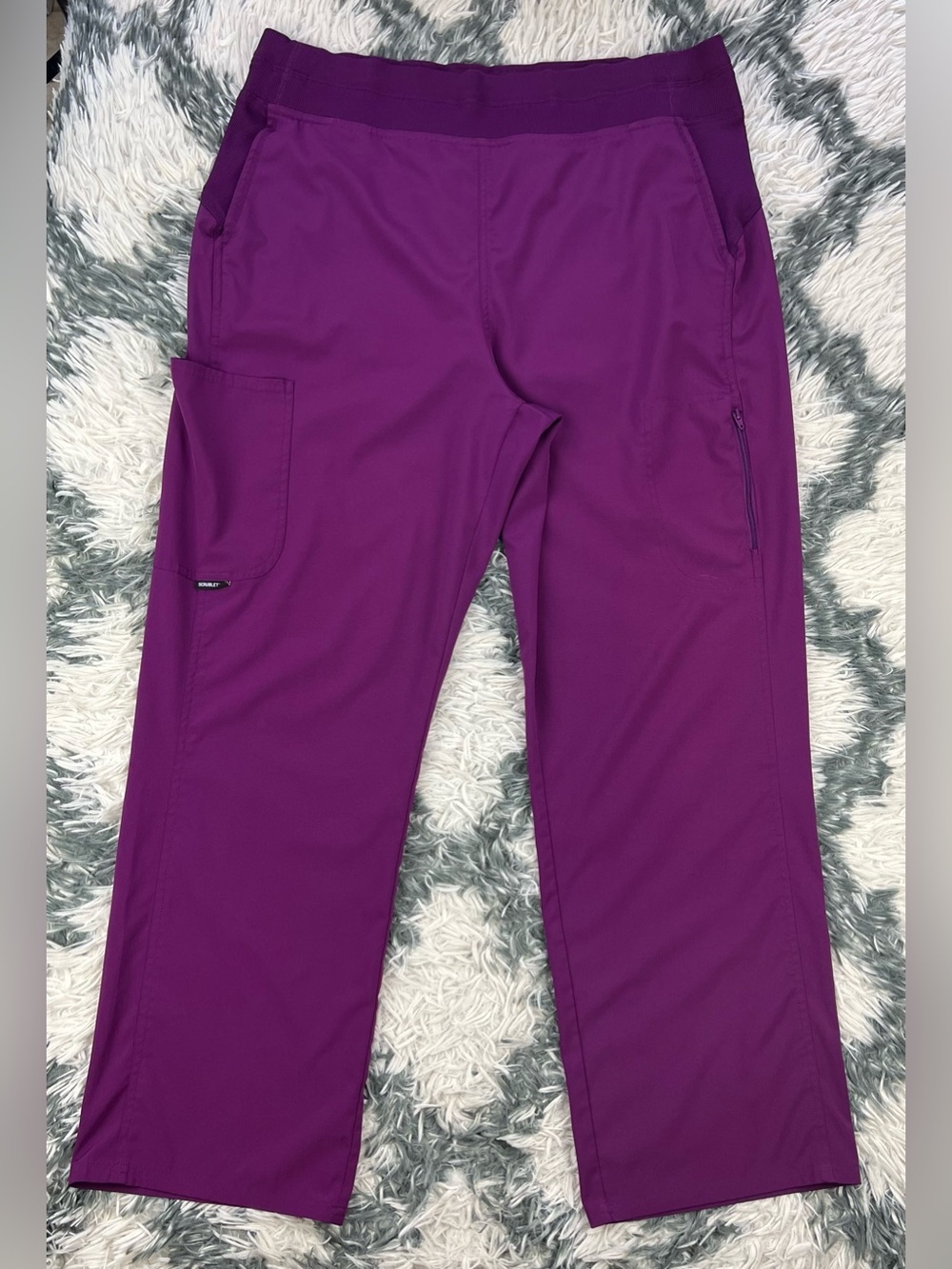 Scrubletics Women's Burgundy Yoga Waist Cargo Scrub Pants Size XL